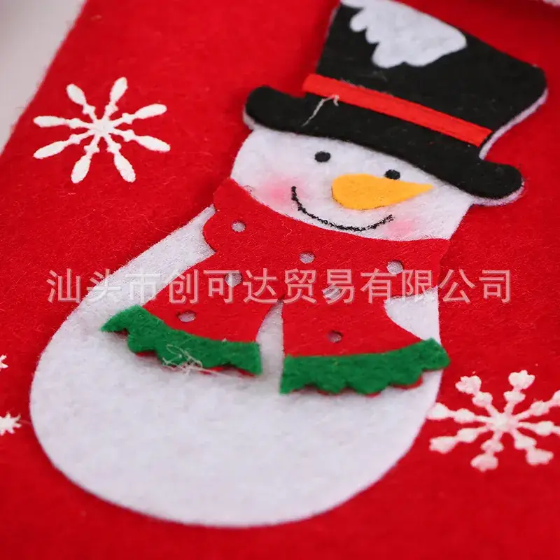 Red Christmas Socks with Snowman Design for Kids