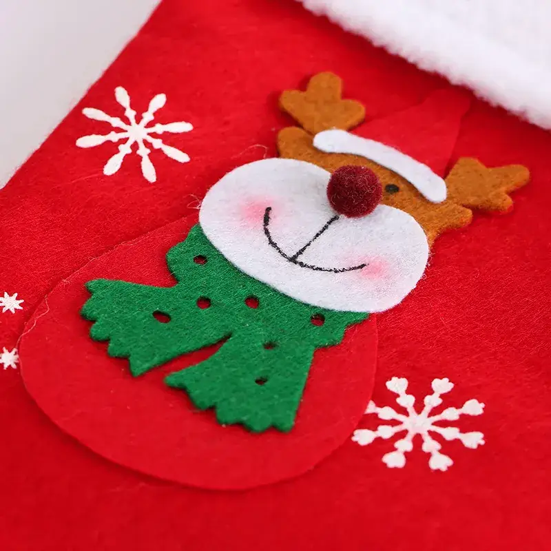 Red Christmas Socks with Snowman Design for Kids