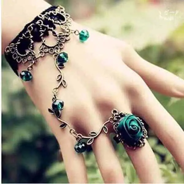 Vintage Gothic Punk Red Rose Lace Bracelet - Image 10