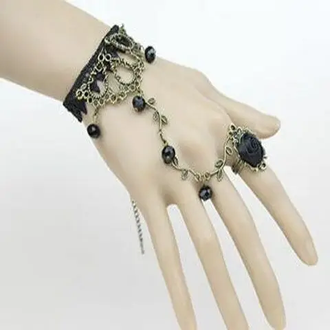 Vintage Gothic Punk Red Rose Lace Bracelet - Image 11