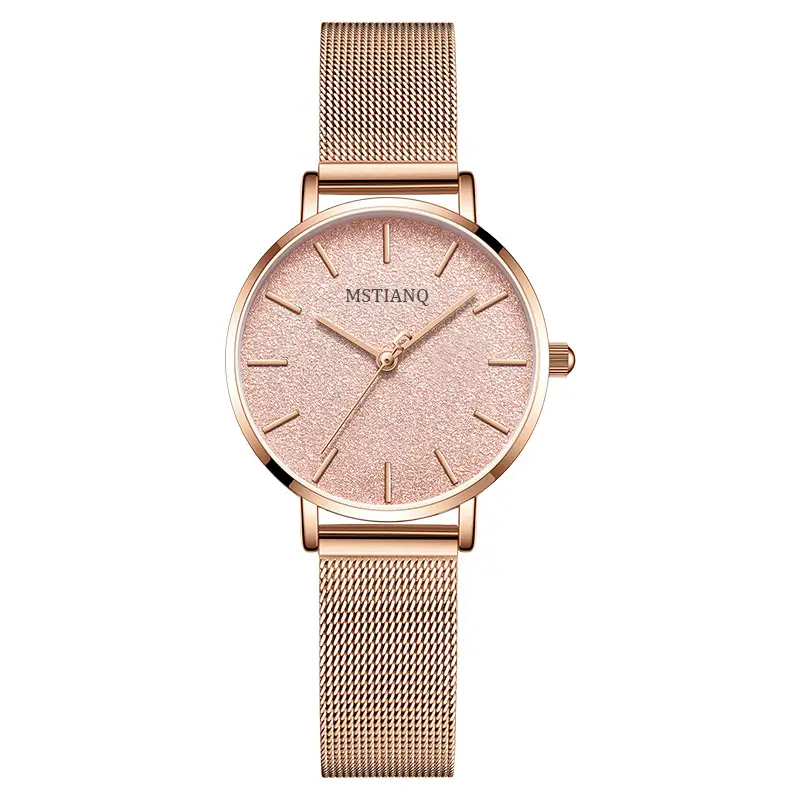 Women's Rose Gold Blue Glitter Quartz Watch - Image 9