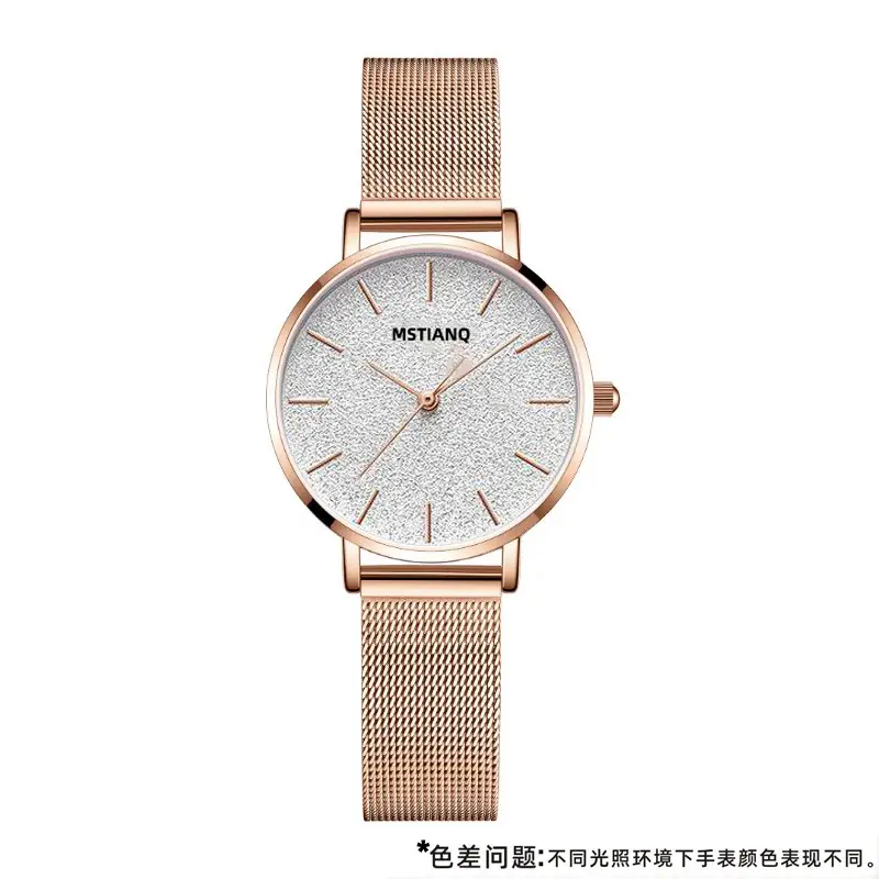Women's Rose Gold Blue Glitter Quartz Watch - Image 4