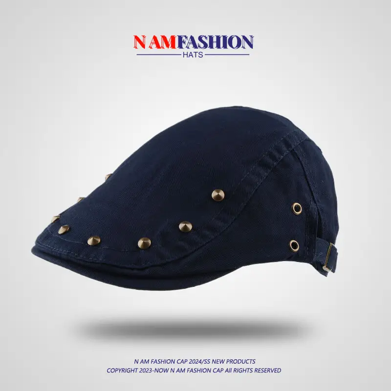 Vintage Brown Rivet Hat for Women Spring Summer Sunshade