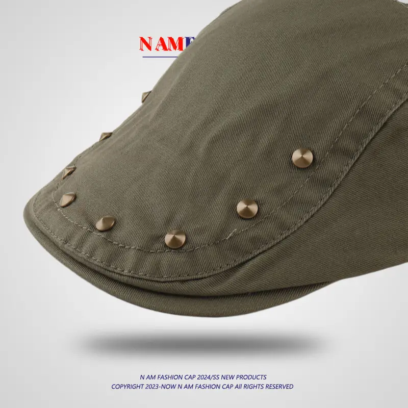 Vintage Brown Rivet Hat for Women Spring Summer Sunshade