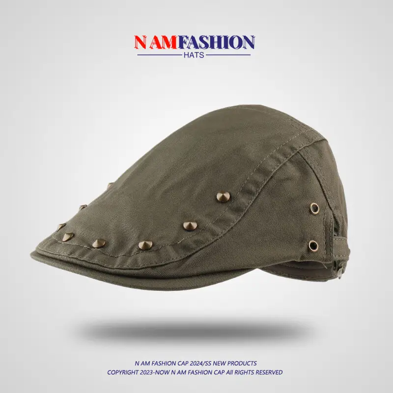 Vintage Brown Rivet Hat for Women Spring Summer Sunshade — feature 4