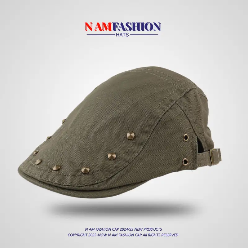 Vintage Brown Rivet Hat for Women Spring Summer Sunshade — feature 8