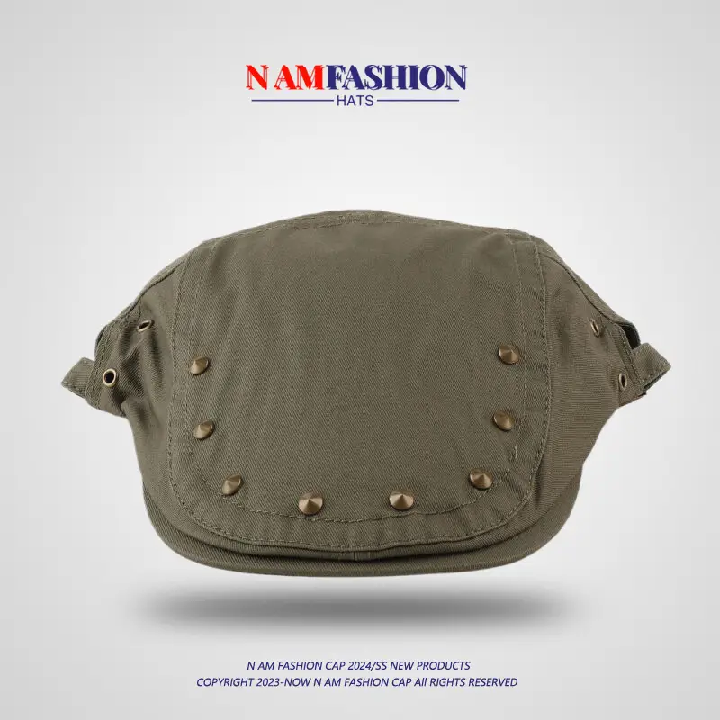 Vintage Brown Rivet Hat for Women Spring Summer Sunshade — feature 9