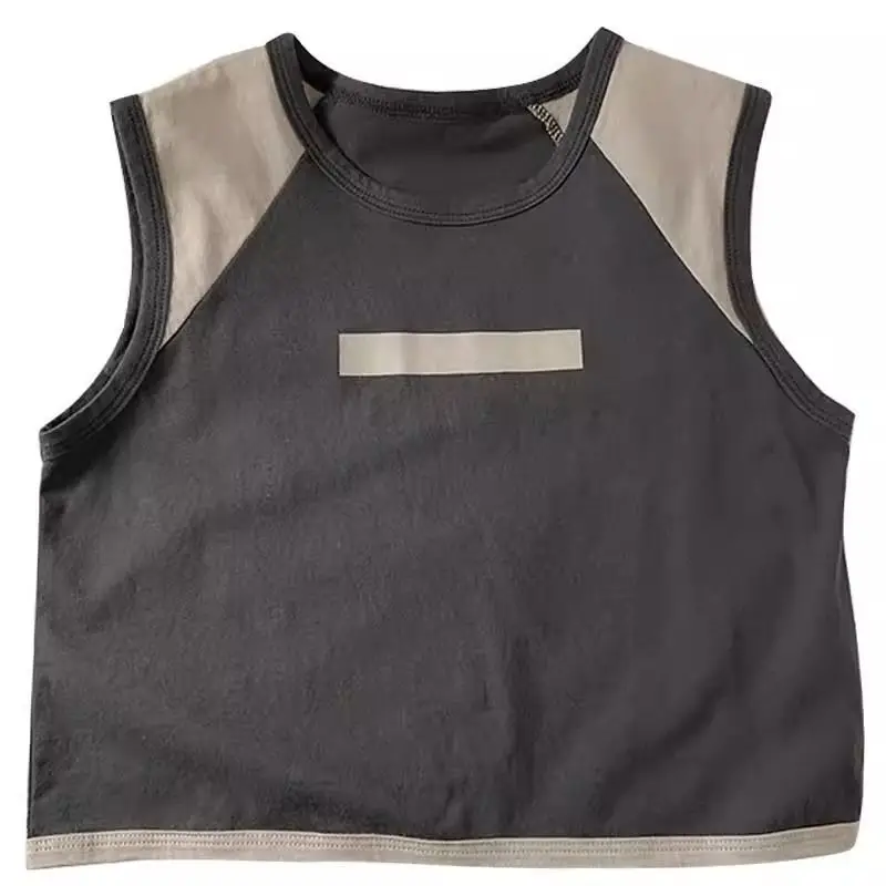 Cole Milo Kids Sleeveless Vest Beige Black Summer Top