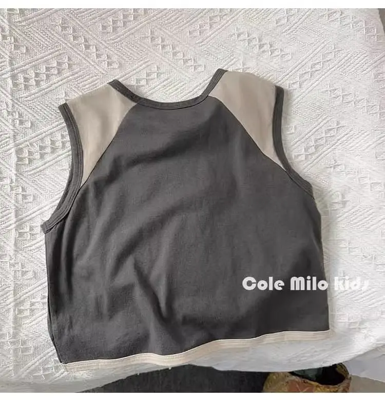 Cole Milo Kids Sleeveless Vest Beige Black Summer Top — feature 10