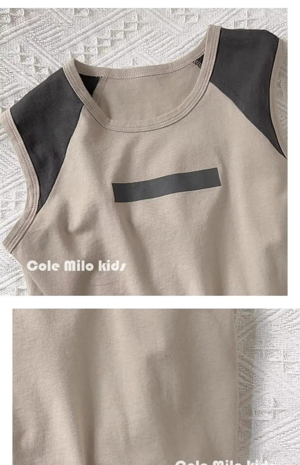 Cole Milo Kids Sleeveless Vest Beige Black Summer Top — feature 11