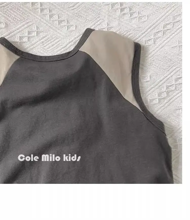Cole Milo Kids Sleeveless Vest Beige Black Summer Top — feature 13