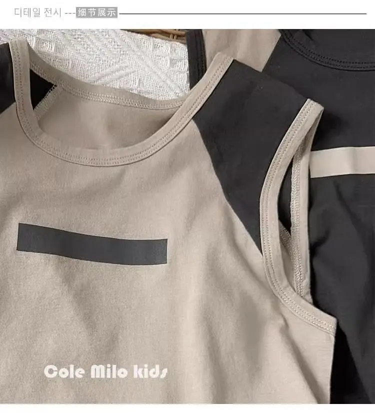 Cole Milo Kids Sleeveless Vest Beige Black Summer Top — feature 14