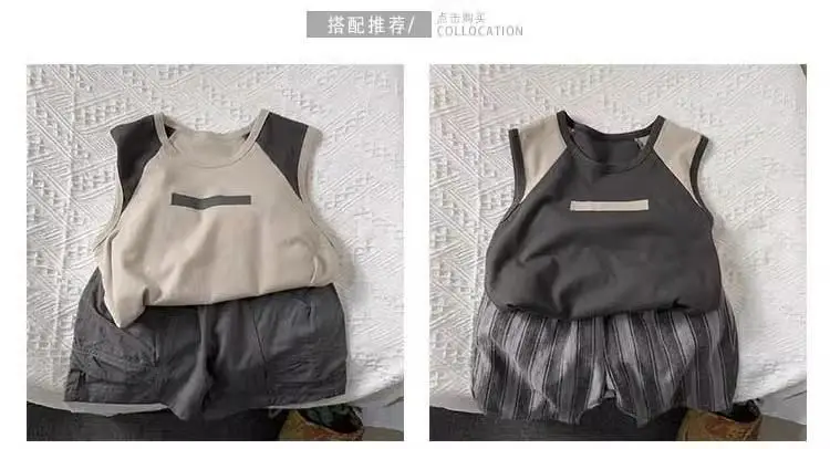 Cole Milo Kids Sleeveless Vest Beige Black Summer Top — feature 2