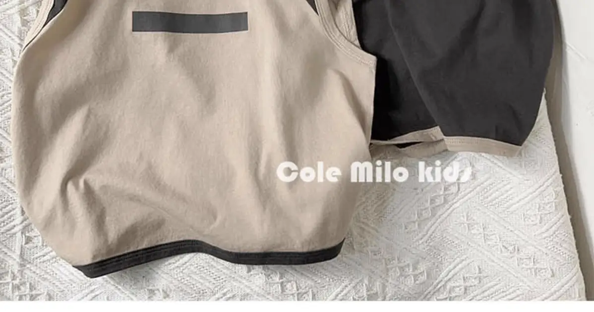 Cole Milo Kids Sleeveless Vest Beige Black Summer Top — feature 5
