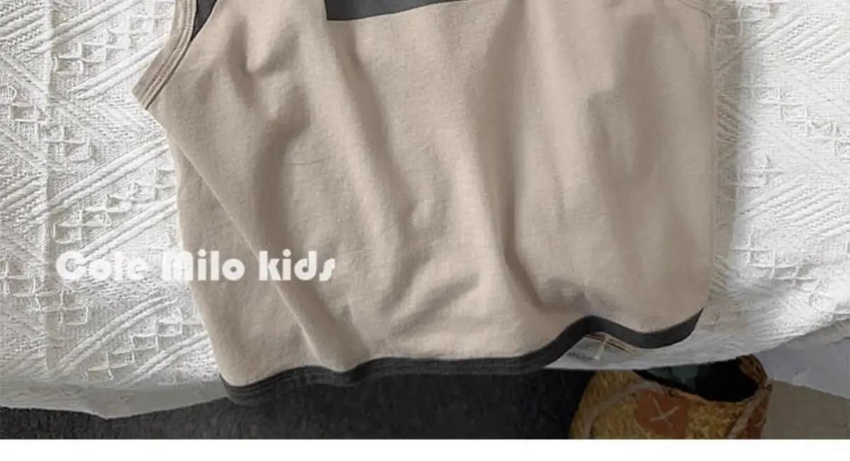 Cole Milo Kids Sleeveless Vest Beige Black Summer Top — feature 7