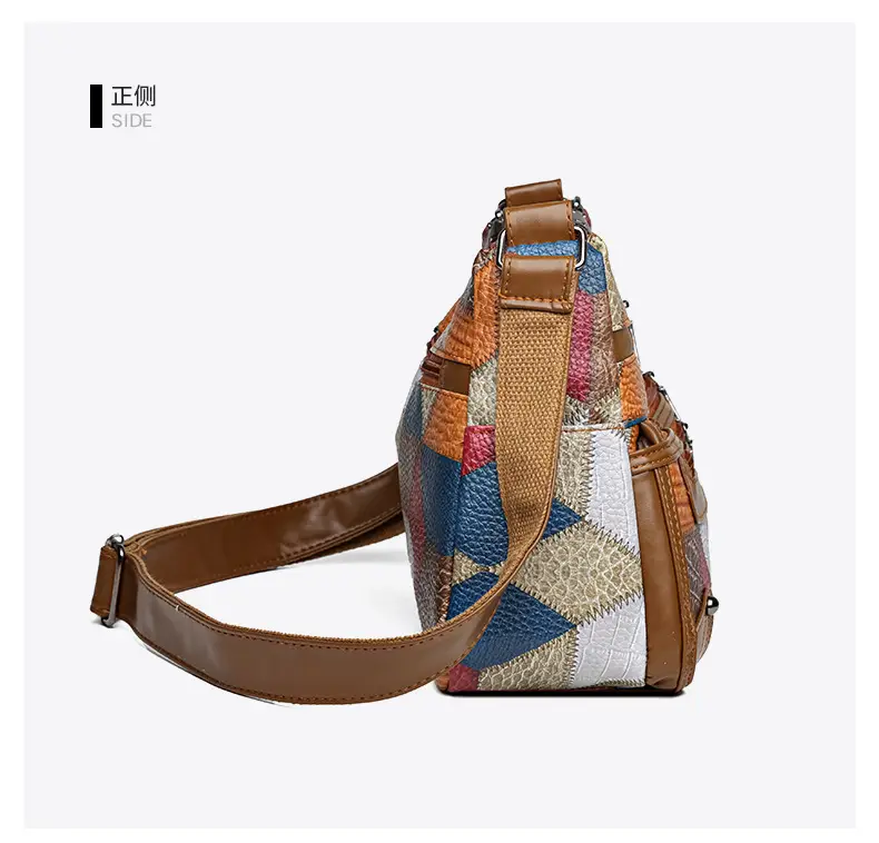 Women's Multi-Pocket Crossbody Bag with Spliced Pattern — feature 19