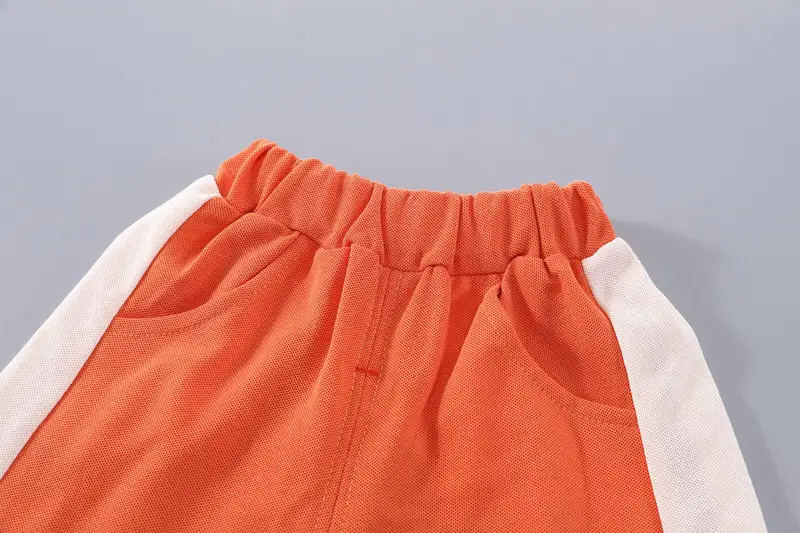 2024 Summer Korean Boys T-Shirt Two-Piece Suit Orange Brown — feature 10