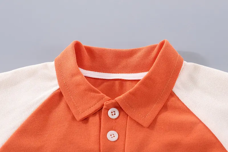 2024 Summer Korean Boys T-Shirt Two-Piece Suit Orange Brown — feature 6