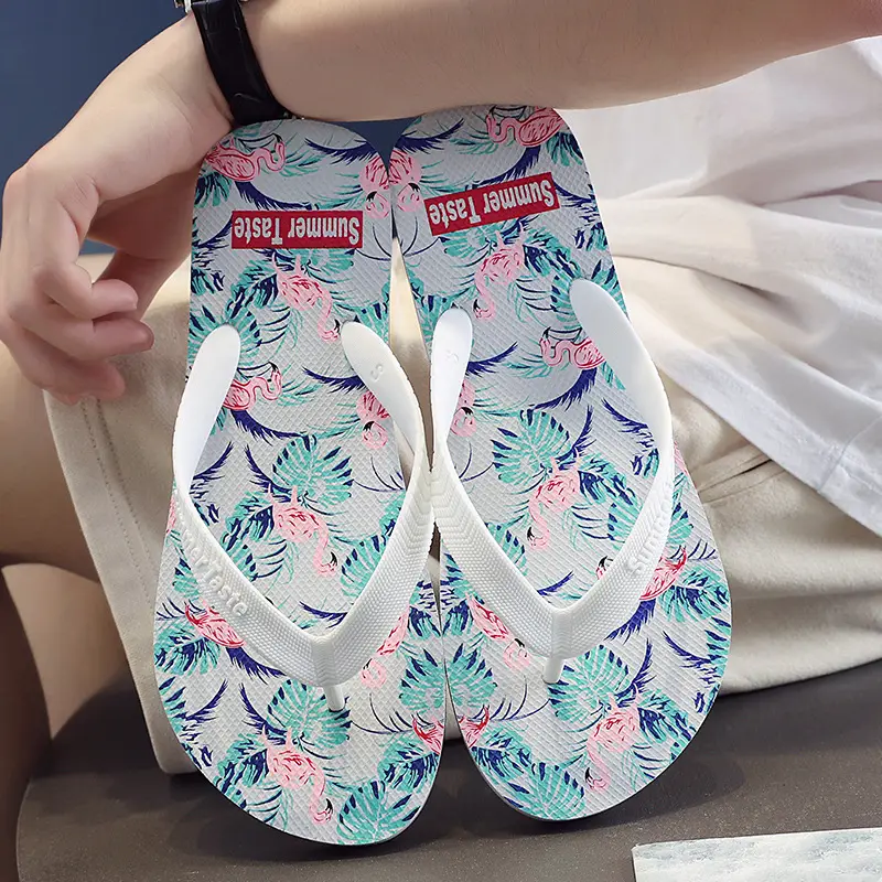 Summer Floral Flip Flops for Men Anti-Slip Beach Wear