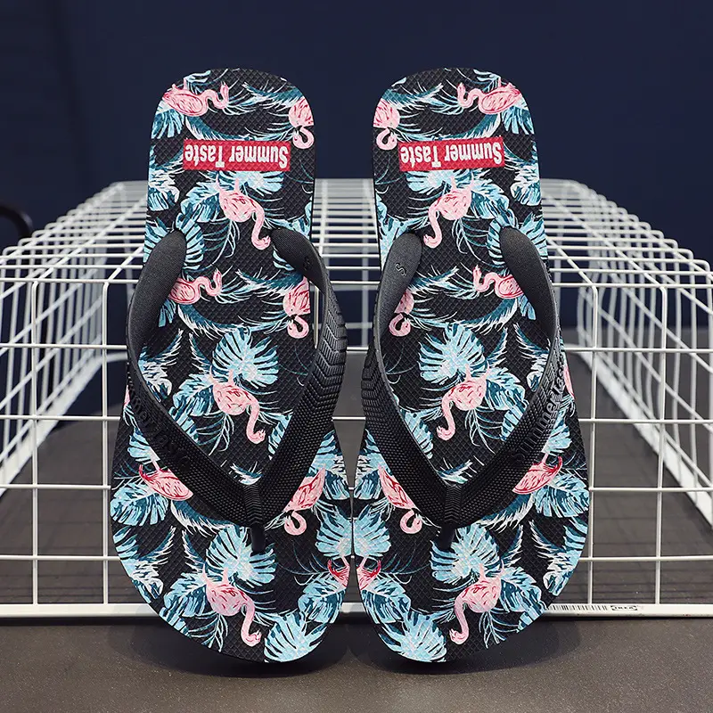 Summer Floral Flip Flops for Men Anti-Slip Beach Wear