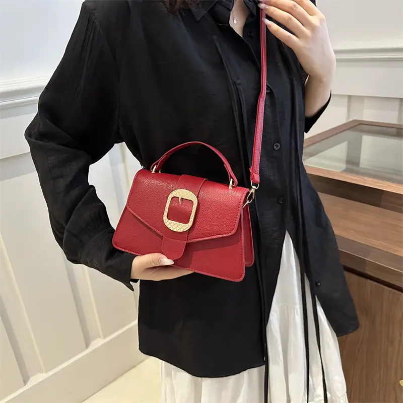 Korean Fashion Brown Leather Crossbody Bag for Women