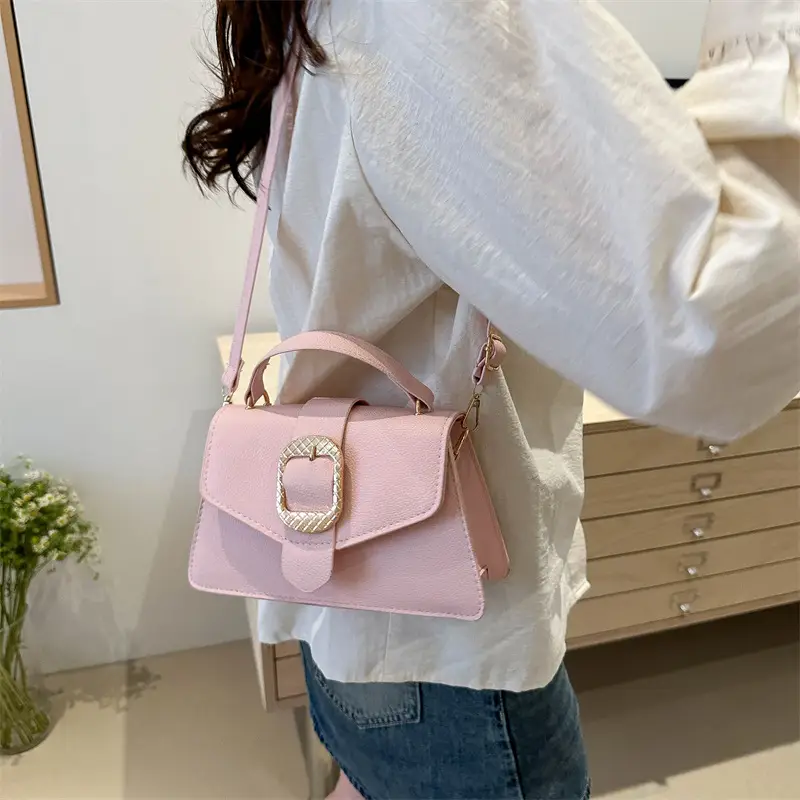 Korean Fashion Brown Leather Crossbody Bag for Women