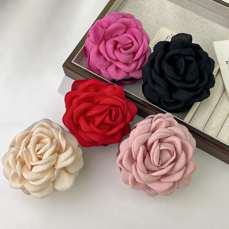 Pink Rose Hairpin for Women Spring Summer Clip - Image 7