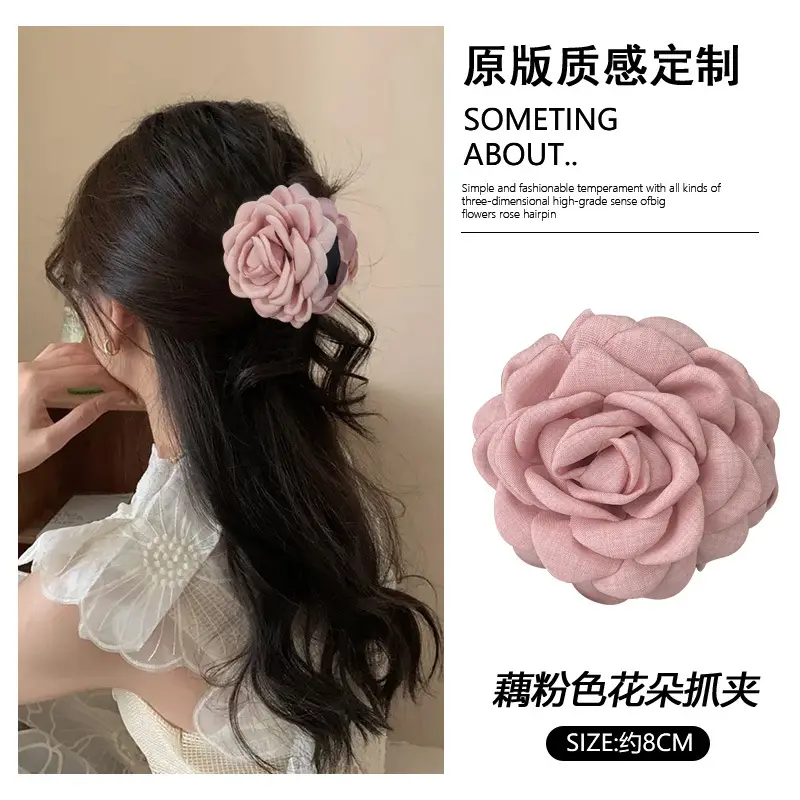 Pink Rose Hairpin for Women Spring Summer Clip - Image 8