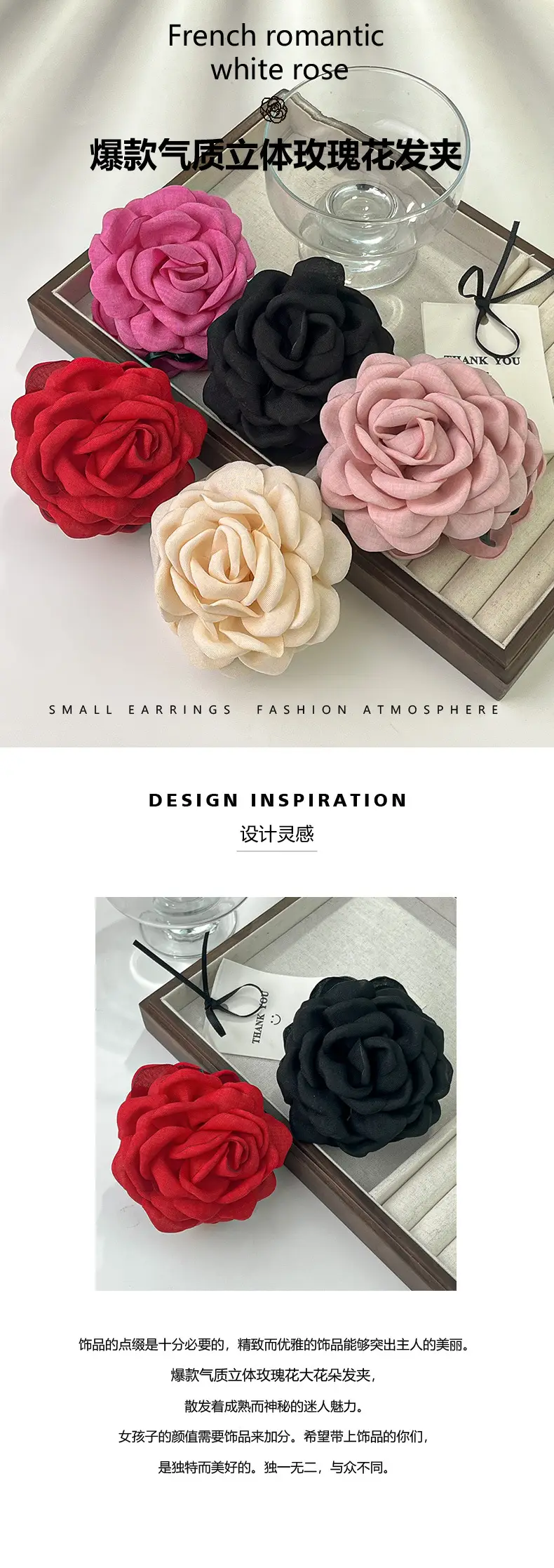 Pink Rose Hairpin for Women Spring Summer Clip — feature 2