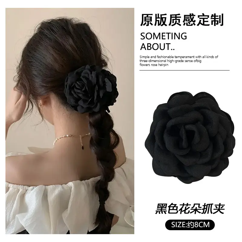 Pink Rose Hairpin for Women Spring Summer Clip - Image 4