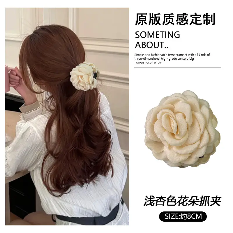 Pink Rose Hairpin for Women Spring Summer Clip - Image 5