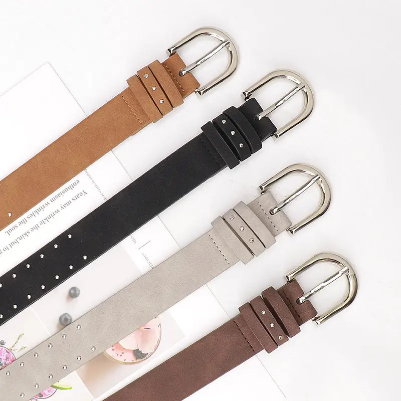 Women's Cross-Border Suede Leather Belt with Rivets