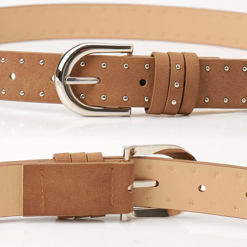 Women's Cross-Border Suede Leather Belt with Rivets