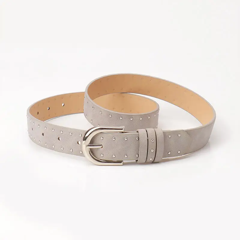 Women's Cross-Border Suede Leather Belt with Rivets