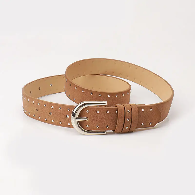 Women's Cross-Border Suede Leather Belt with Rivets