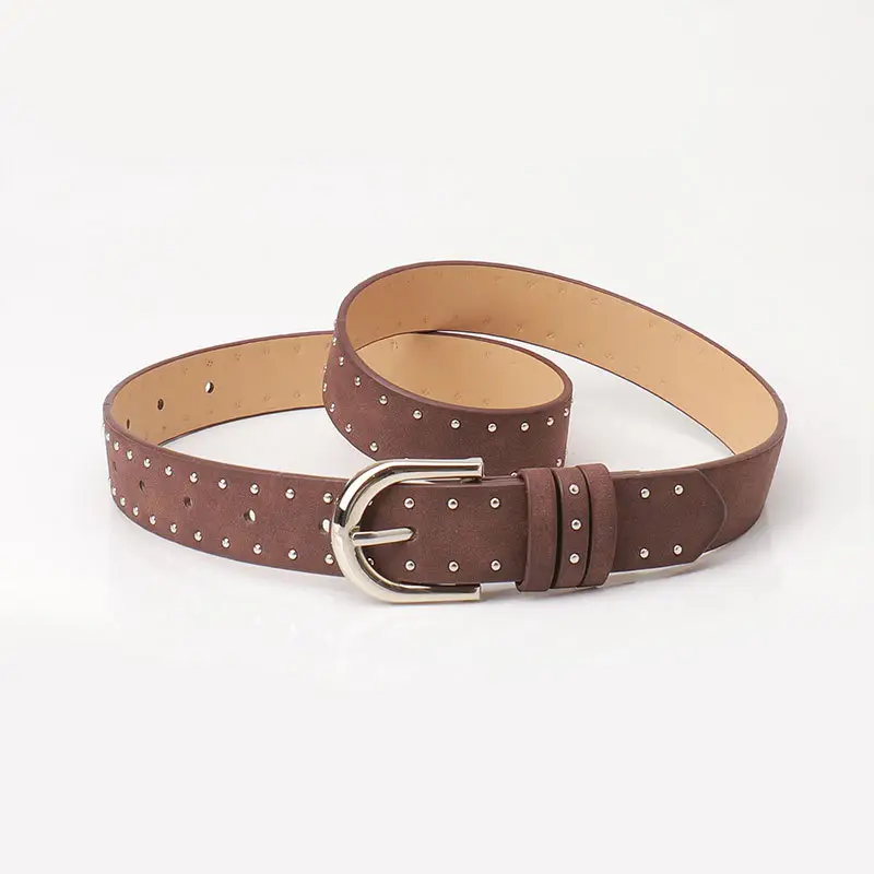 Women's Cross-Border Suede Leather Belt with Rivets