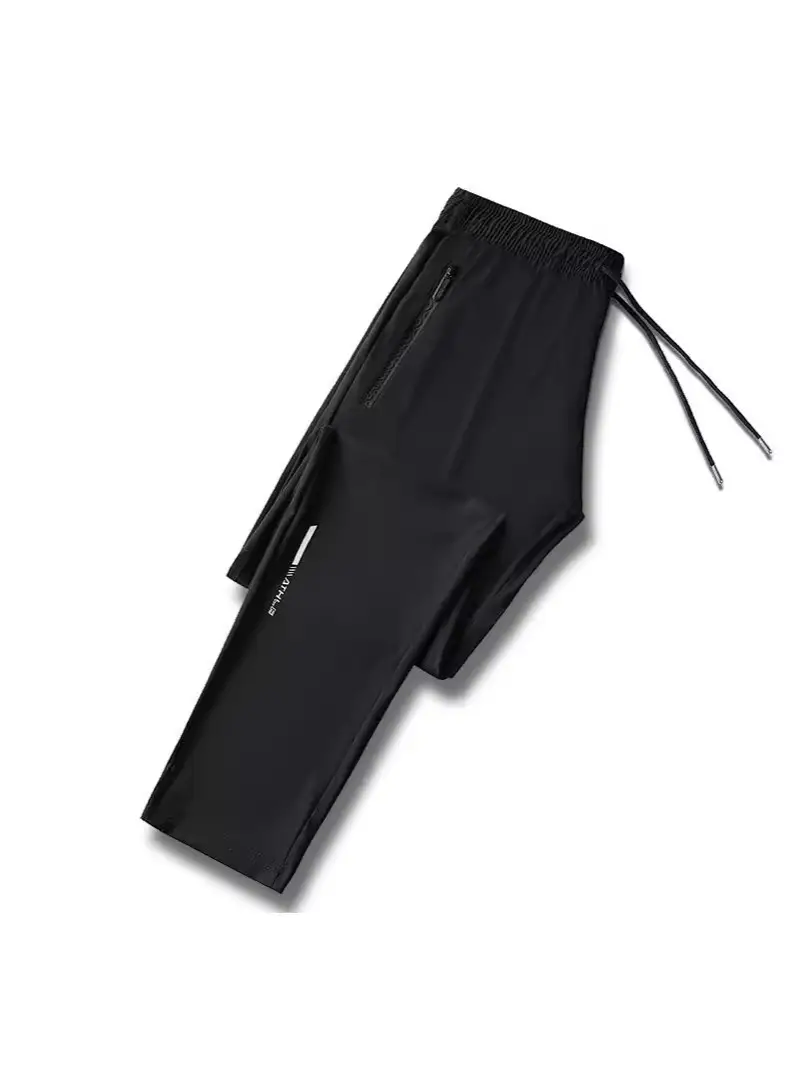 Men's Black Ice Silk Stretch Pants Quick Dry - Image 8