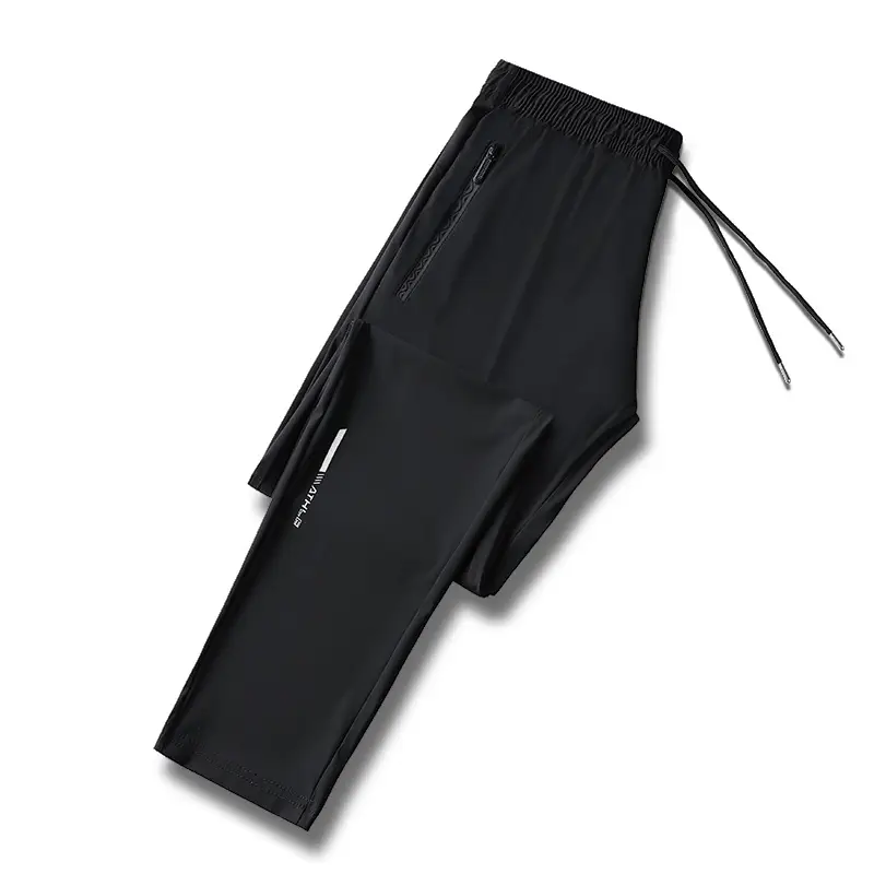 Men's Black Ice Silk Stretch Pants Quick Dry - Image 2