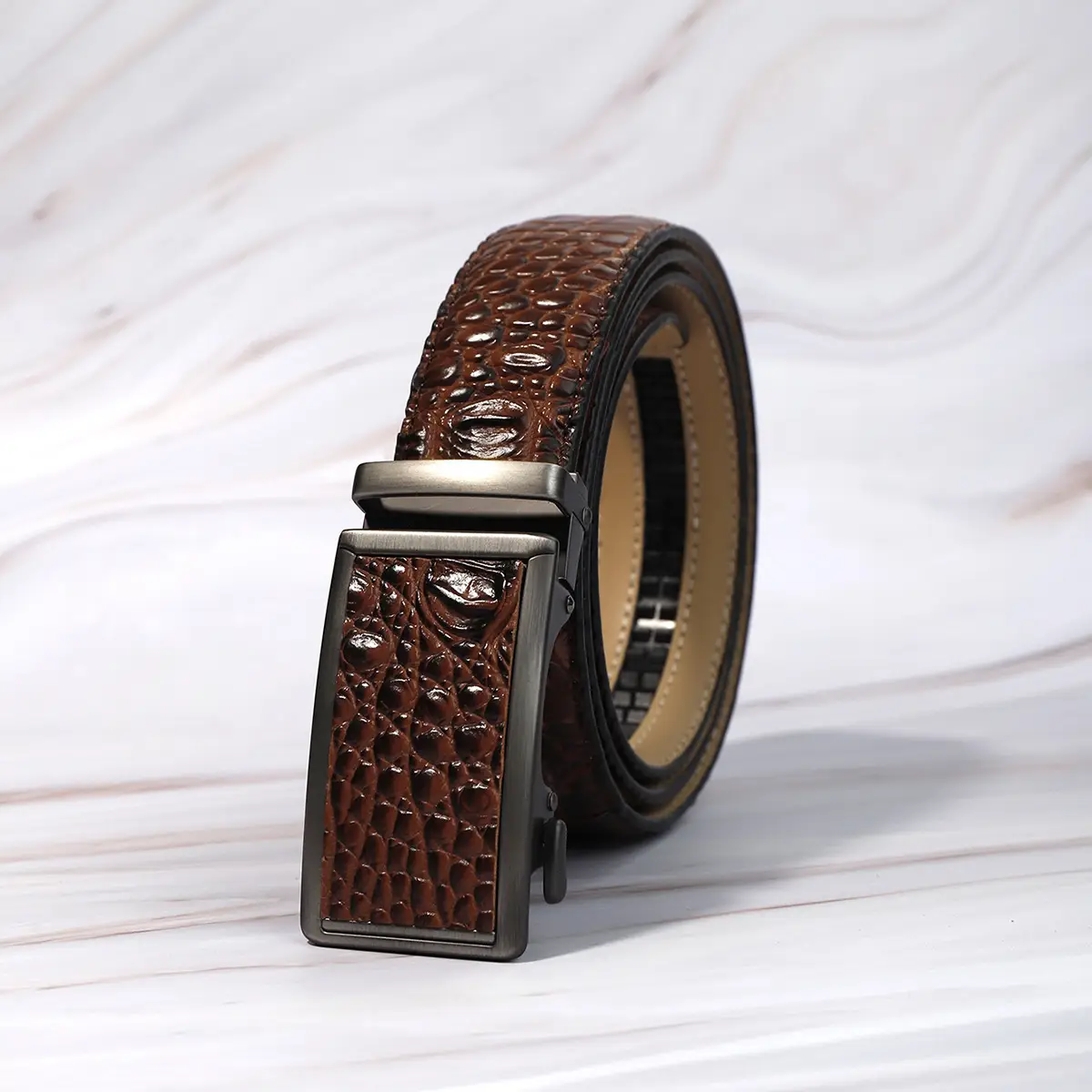 Men's Crocodile Belt Black Automatic Buckle 2026 - Image 9