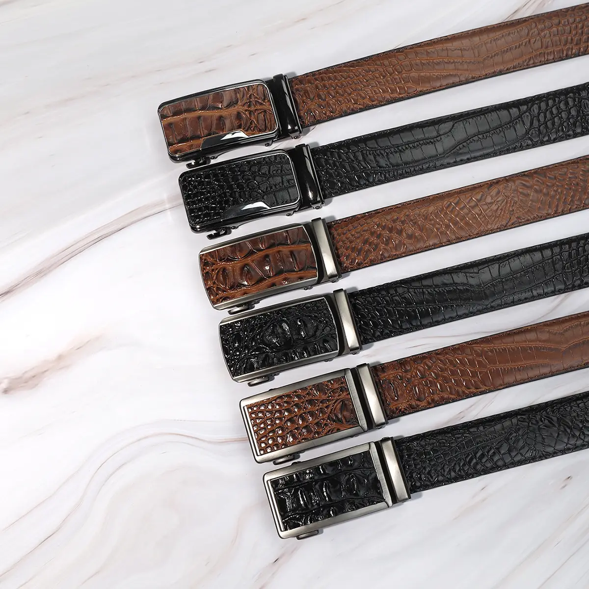 Men's Crocodile Belt Black Automatic Buckle 2026 - Image 10