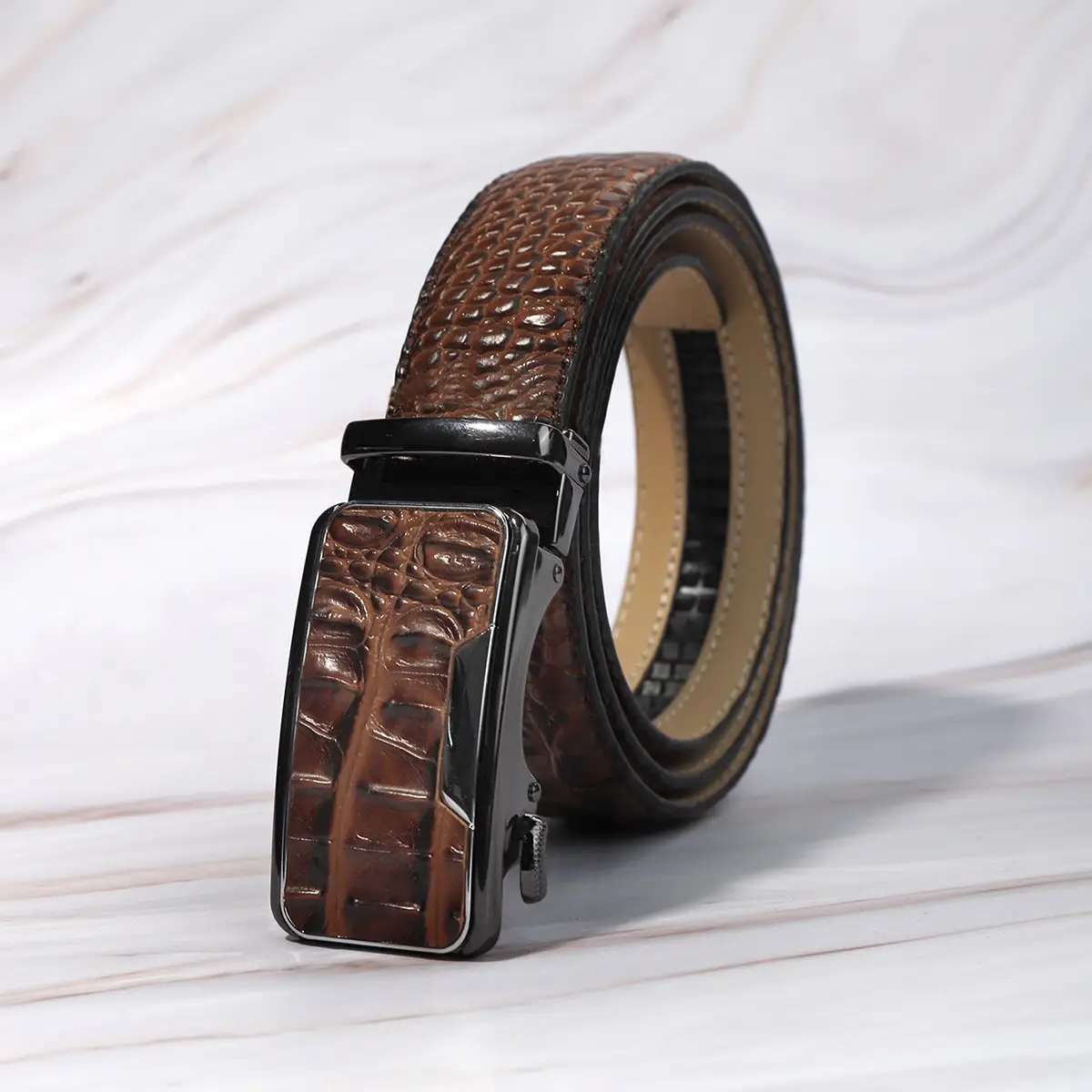 Men's Crocodile Belt Black Automatic Buckle 2026 - Image 2