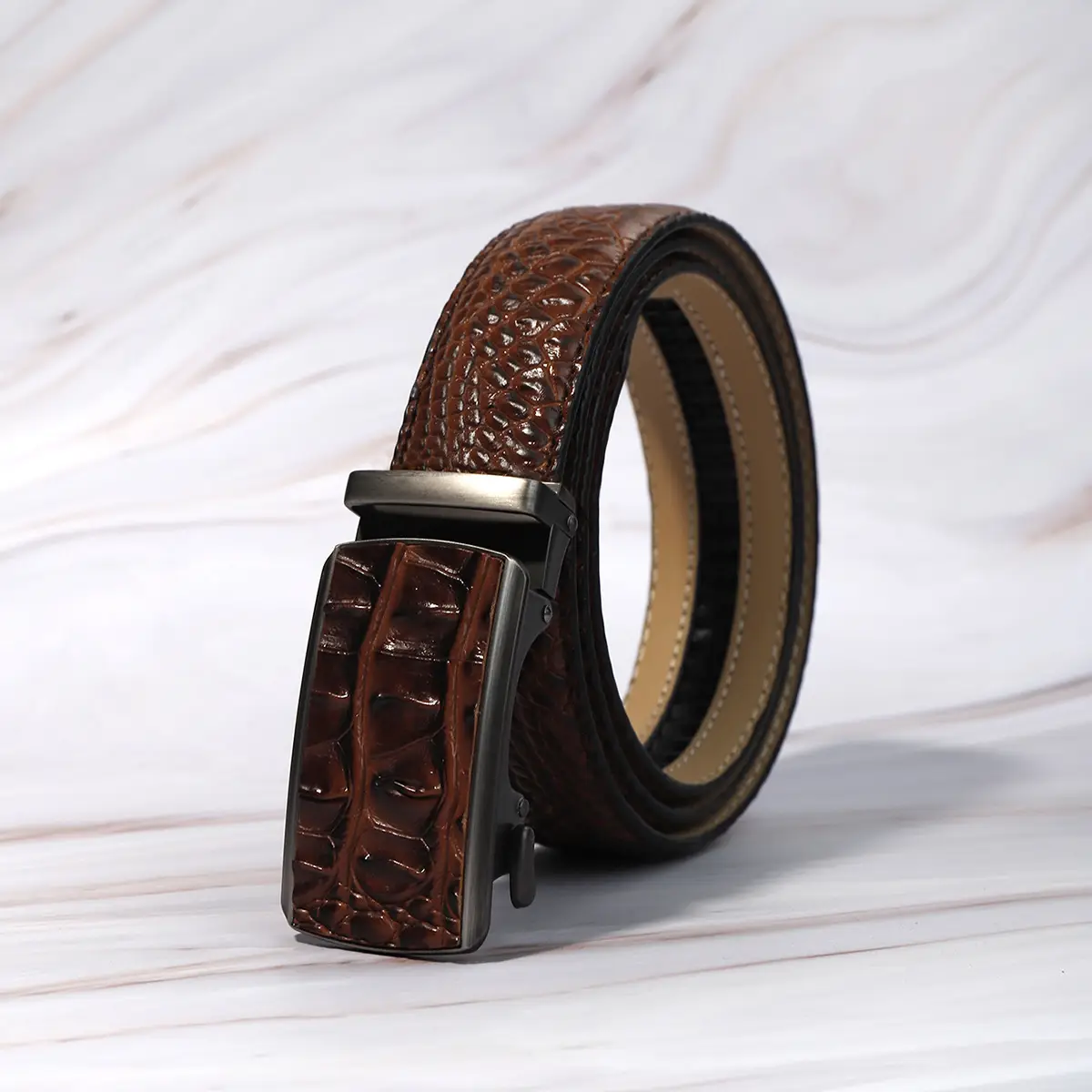 Men's Crocodile Belt Black Automatic Buckle 2026 - Image 4