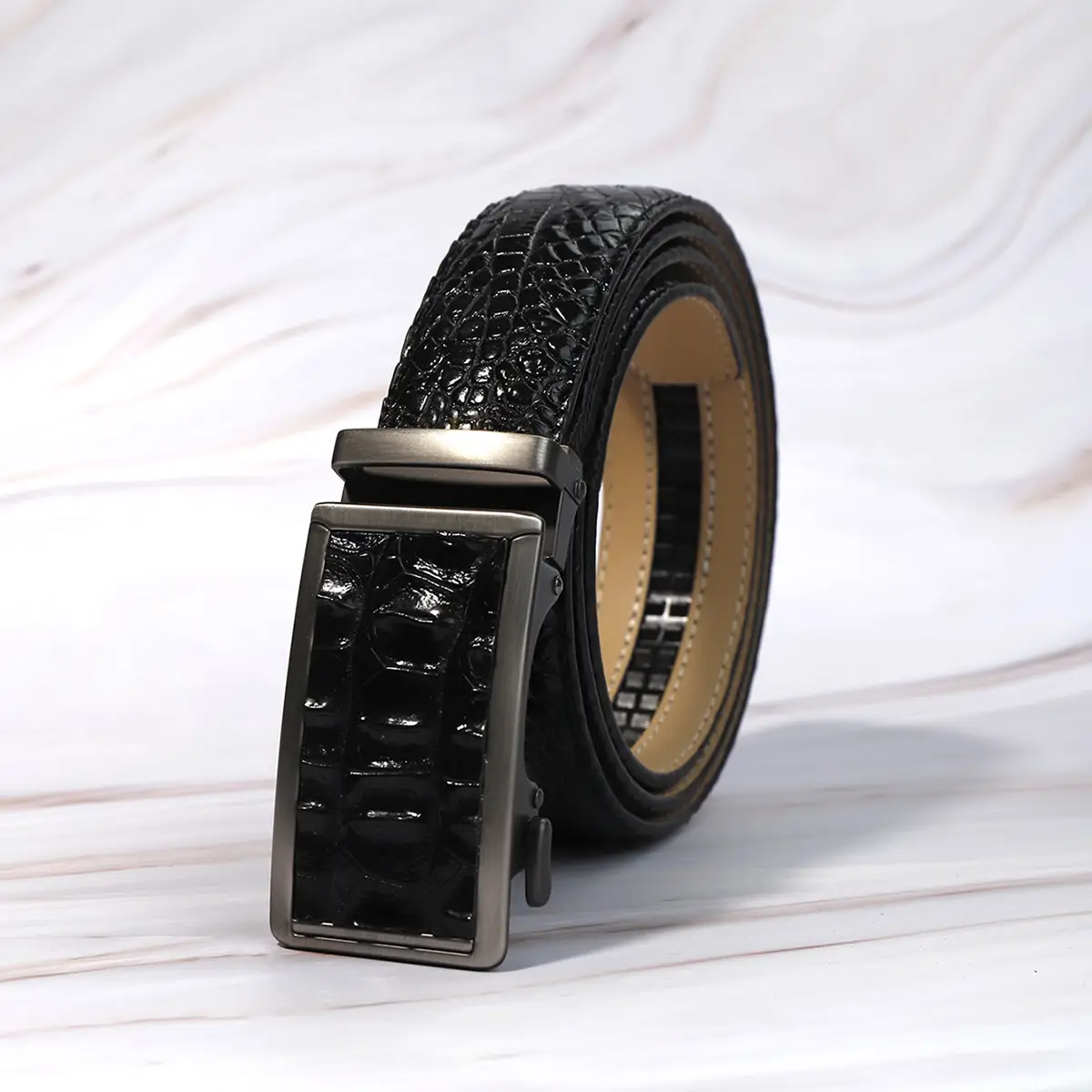 Men's Crocodile Belt Black Automatic Buckle 2026 - Image 5