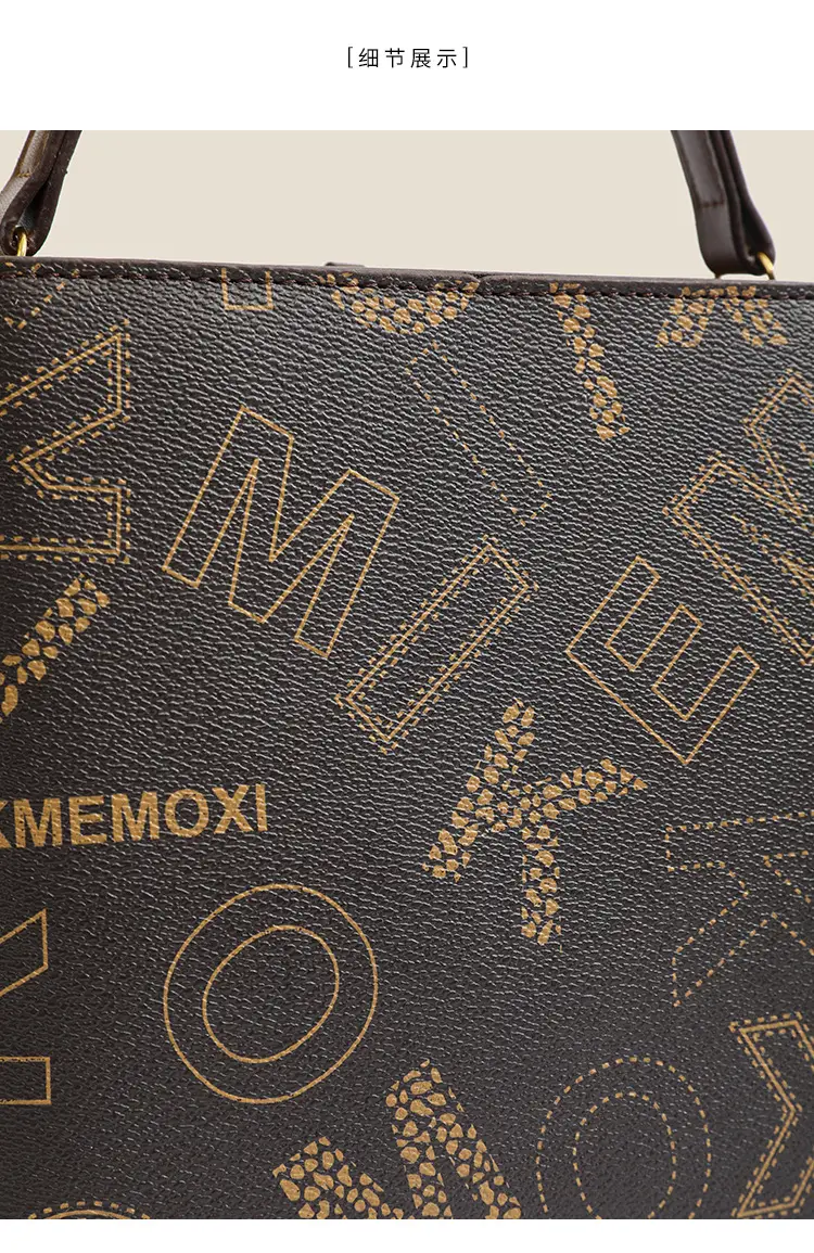 Retro Printed Bucket Bag Women's Brown Brown Leather — feature 6