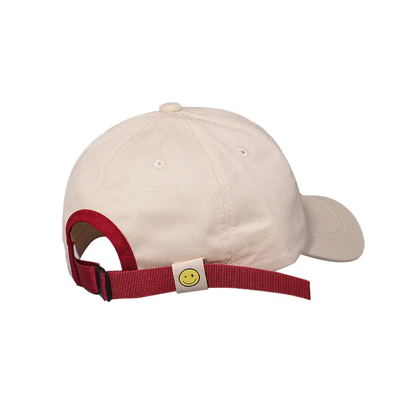 White Baseball Cap with Smiley Face & Sunscreen Band - Image 9