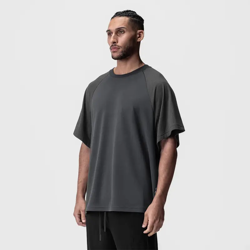 Men Summer Waffle Short Sleeve T-Shirt Grey Large — feature 15