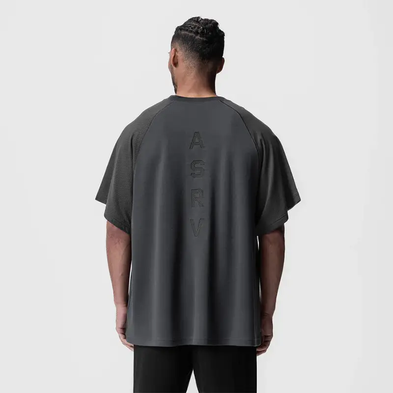 Men Summer Waffle Short Sleeve T-Shirt Grey Large — feature 16