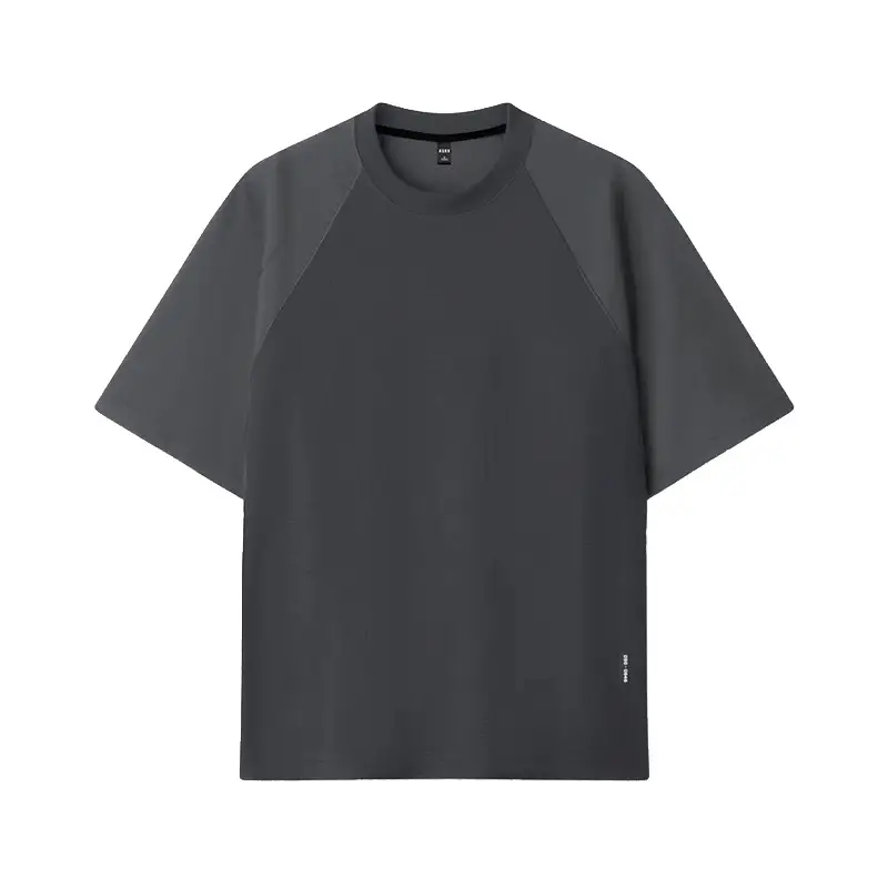 Men Summer Waffle Short Sleeve T-Shirt Grey Large