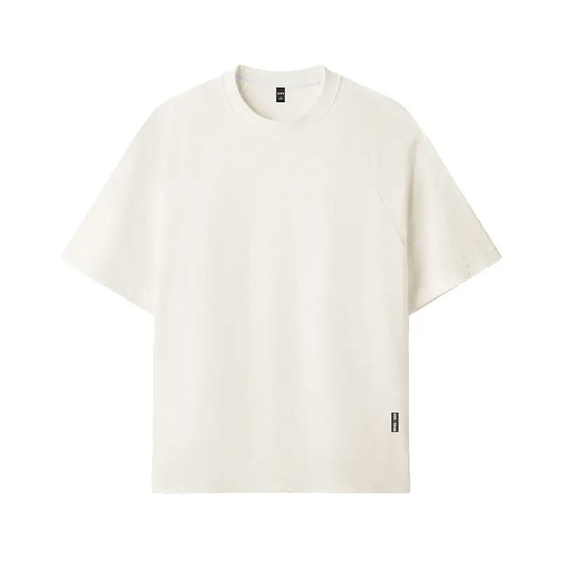 Men Summer Waffle Short Sleeve T-Shirt Grey Large