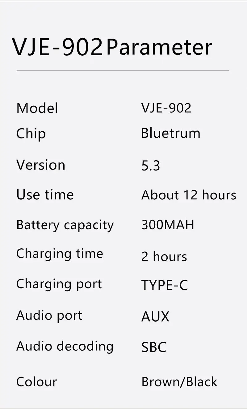 VJE902 Wireless Bluetooth 5.3 Headset Metal Telescopic Sports — feature 11